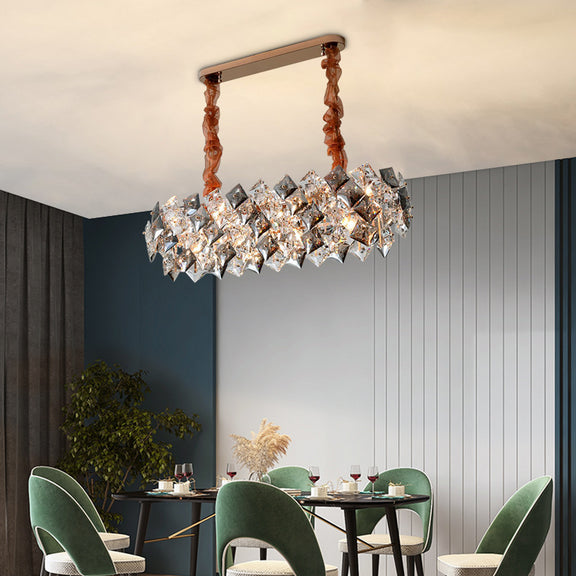 Modern glam crystal pendant light for dining room