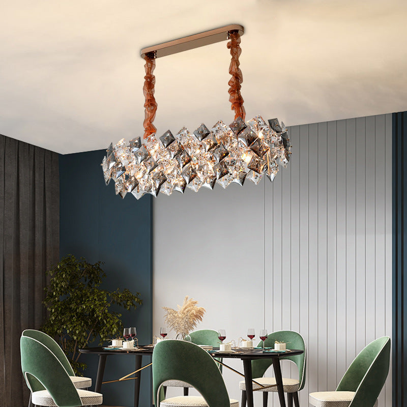 Modern glam crystal pendant light for dining room