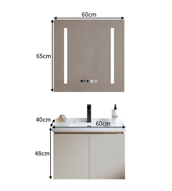Compact vanity set with storage drawers