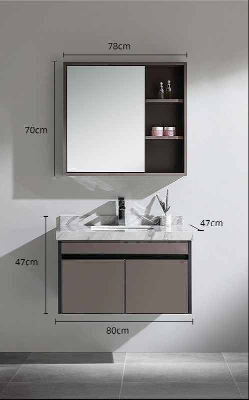 rock slab countertop vanity in 80cm wall mount design