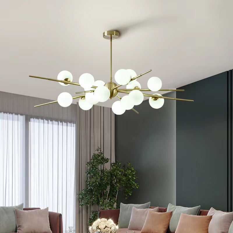 Opal glass globe detail chandelier