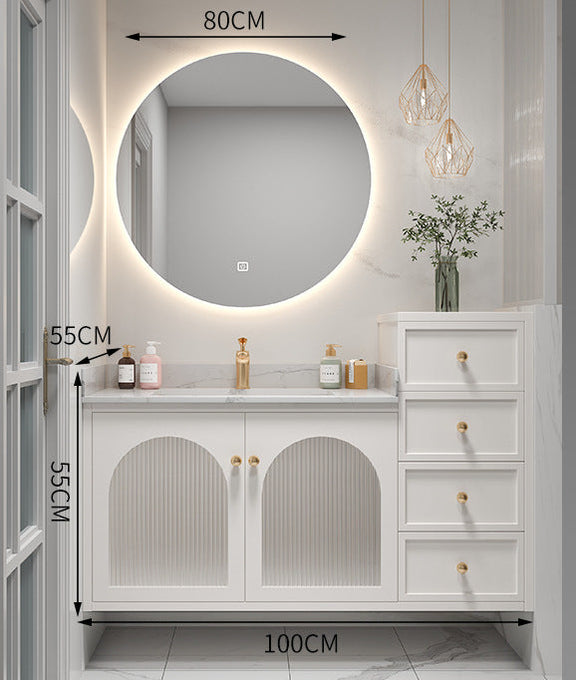 X62 white cabinet with storage drawers and basin