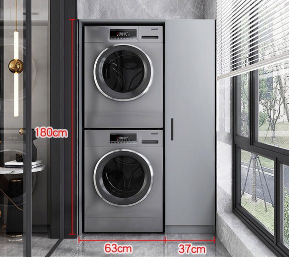 quartz top laundry cabinet with storage