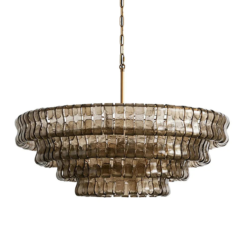 Smoked glass wave chandelier for living room