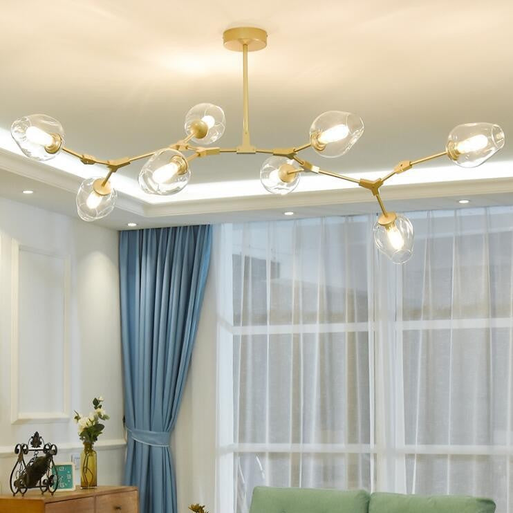 black molecular chandelier modern interior