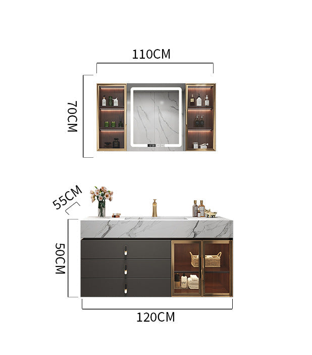 Modern bathroom furniture in grey marble finish