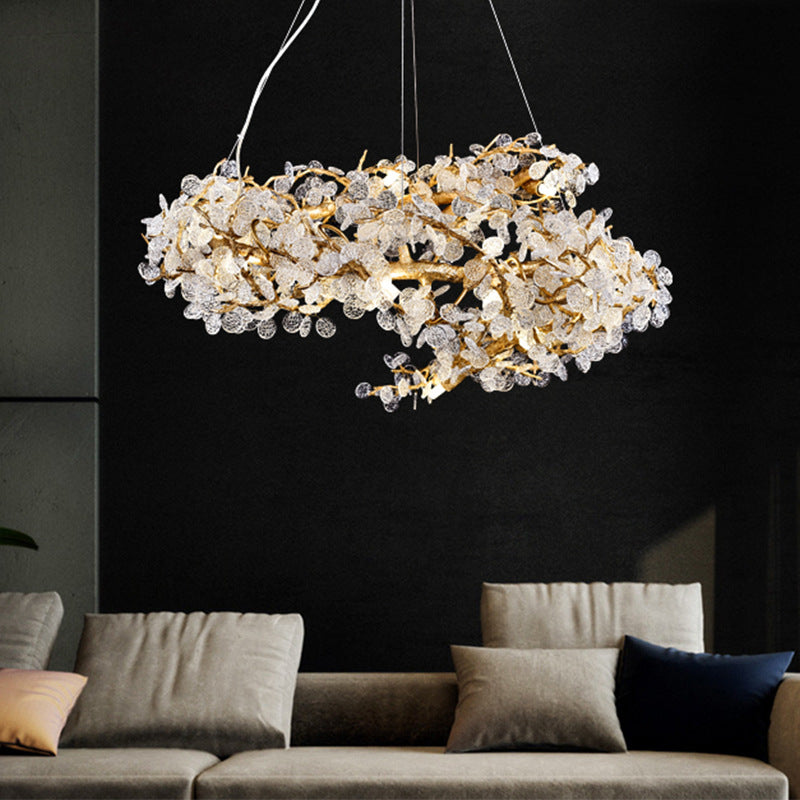 Postmodern gold branch glass chandelier ceiling light