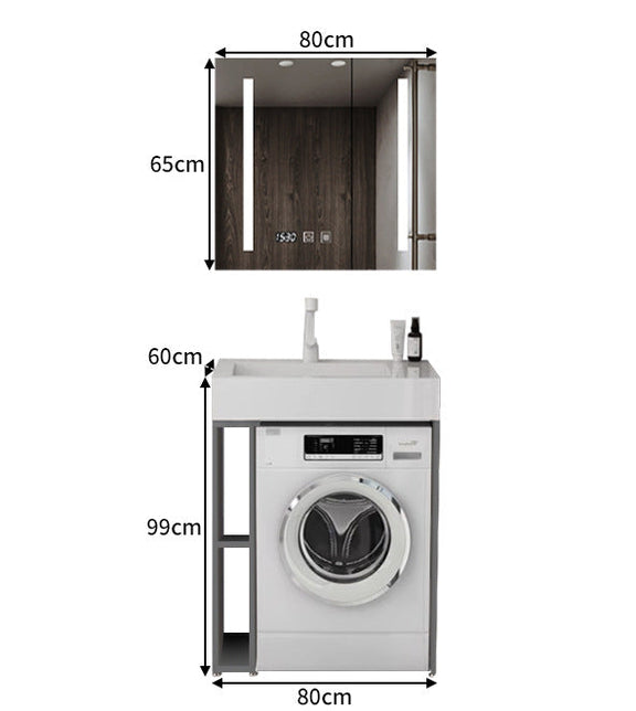 Smart mirror cabinet for laundry vanity storage