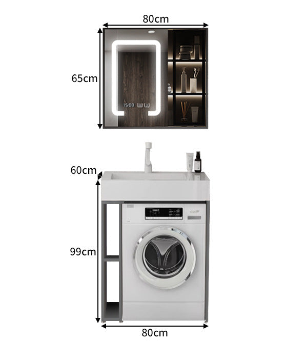 Rock slab countertop laundry sink design