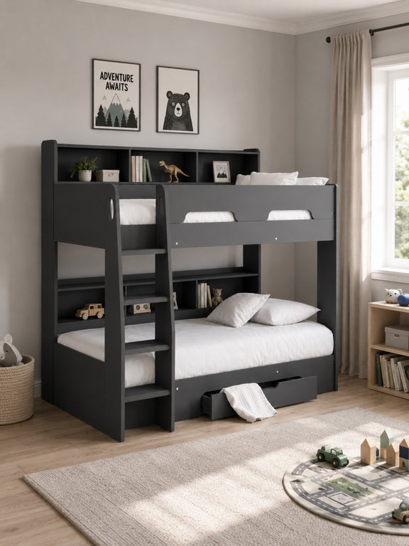 Orion Anthracite Bunk Bed with Storage – detail view