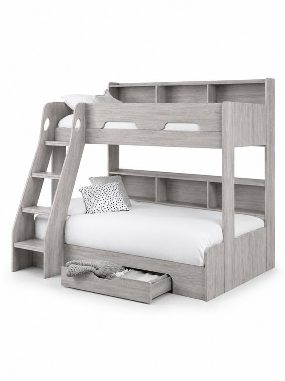 Orion Grey Oak Triple Sleeper Bunk Bed – styled room view