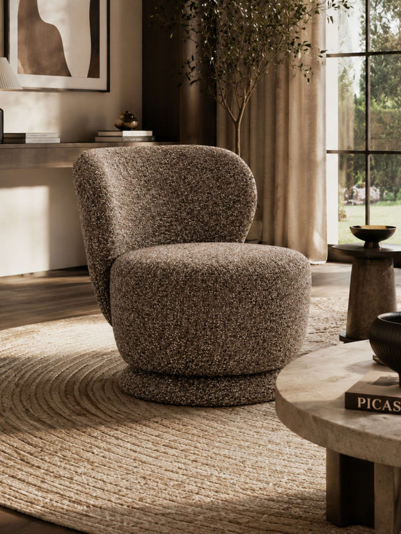 Orla Hazelnut Chenille Swivel Accent Chair – front view