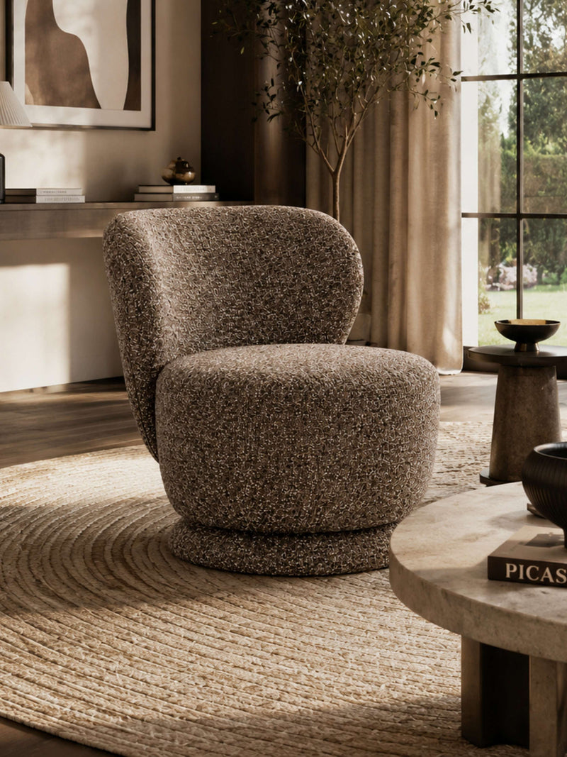 Orla Hazelnut Chenille Swivel Accent Chair – front view