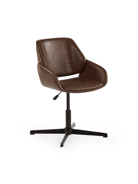 Parker Brown Faux Leather Upholstered Swivel Office Chair – alternate view