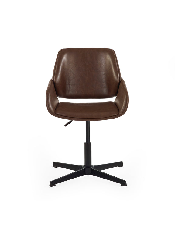 Parker Brown Faux Leather Upholstered Swivel Office Chair – alternate view