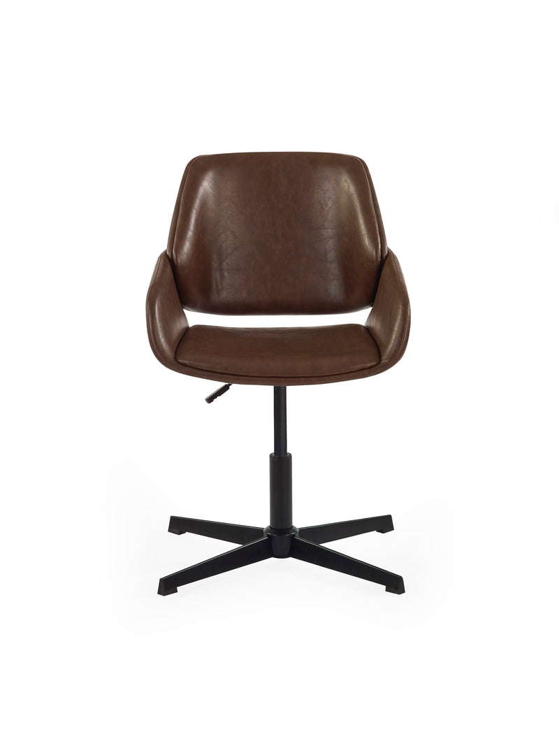 Parker Brown Faux Leather Upholstered Swivel Office Chair – alternate view