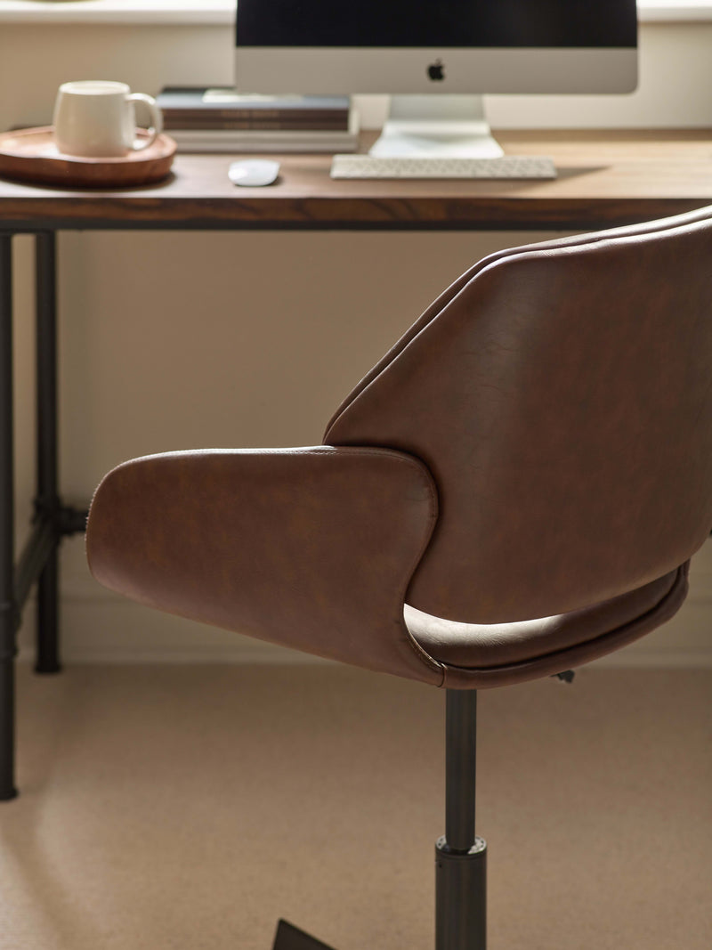 Parker Brown Faux Leather Upholstered Swivel Office Chair – alternate view