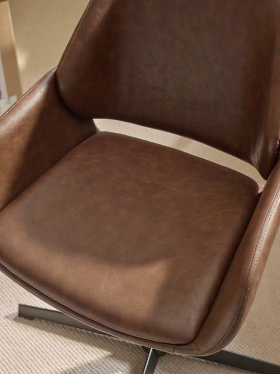 Parker Brown Faux Leather Upholstered Swivel Office Chair – alternate view