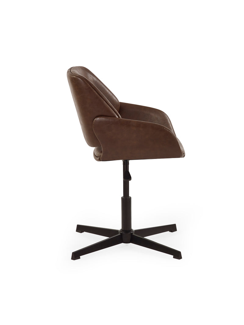 Parker Brown Faux Leather Upholstered Swivel Office Chair – alternate view