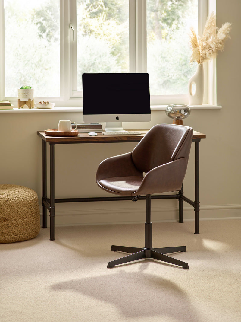 Parker Brown Faux Leather Upholstered Swivel Office Chair – alternate view
