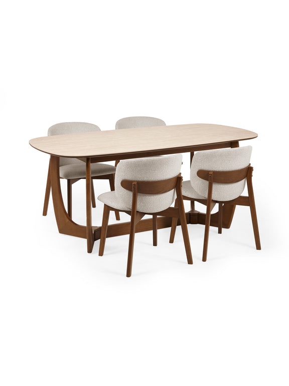 Portland 180cm Walnut & Natural Stone Dining Table – 4–6 Seater – alternate view