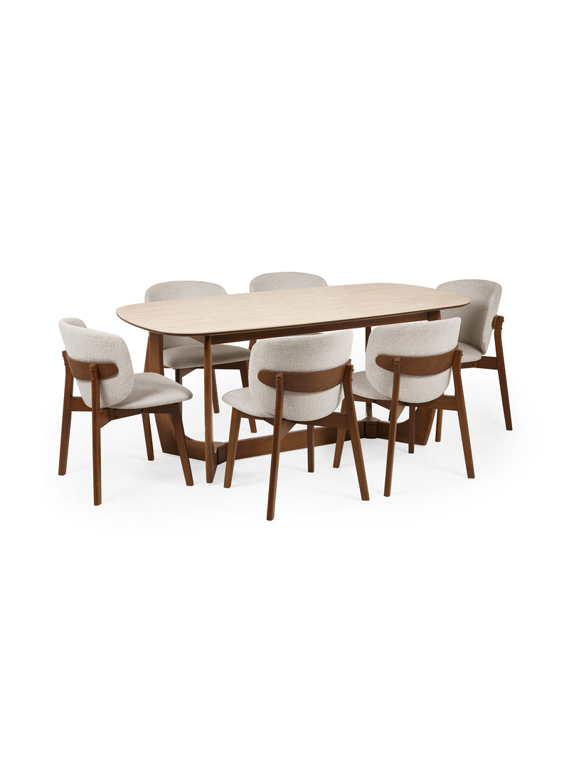 Portland 180cm Walnut & Natural Stone Dining Table – 4–6 Seater – alternate view