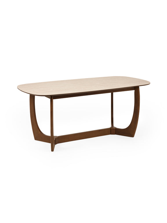 Portland 180cm Walnut & Natural Stone Dining Table – 4–6 Seater – alternate view