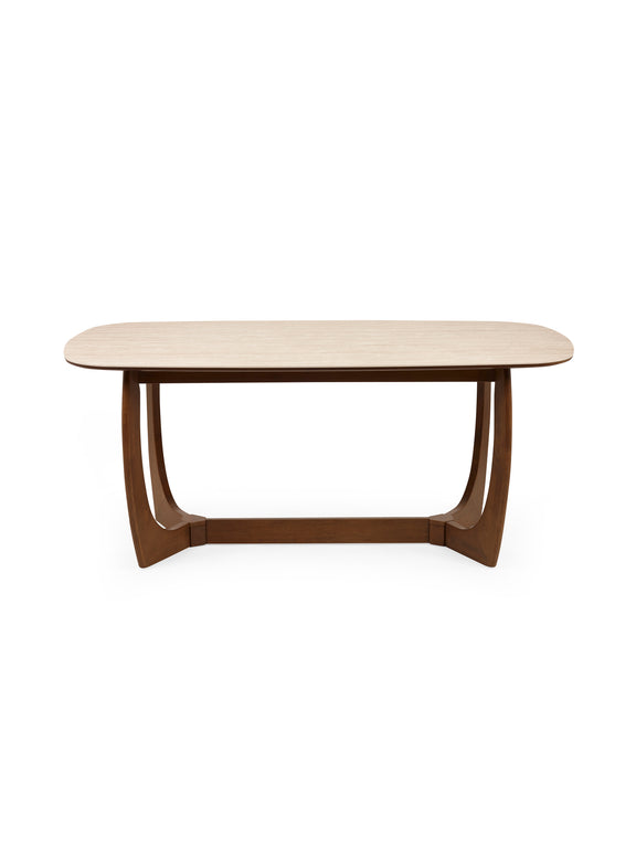 Portland 180cm Walnut & Natural Stone Dining Table – 4–6 Seater – alternate view