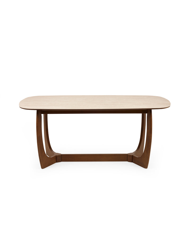 Portland 180cm Walnut & Natural Stone Dining Table – 4–6 Seater – alternate view