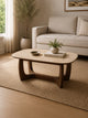 Portland 120cm Walnut & Natural Stone Coffee Table – styled room view