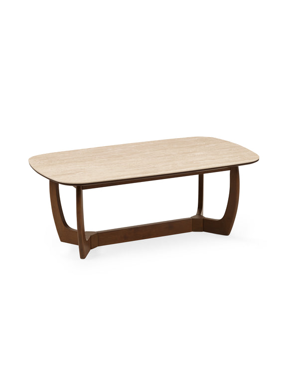 Portland 120cm Walnut & Natural Stone Coffee Table – alternate view