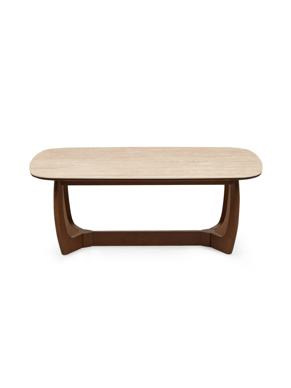 Portland 120cm Walnut & Natural Stone Coffee Table – alternate view