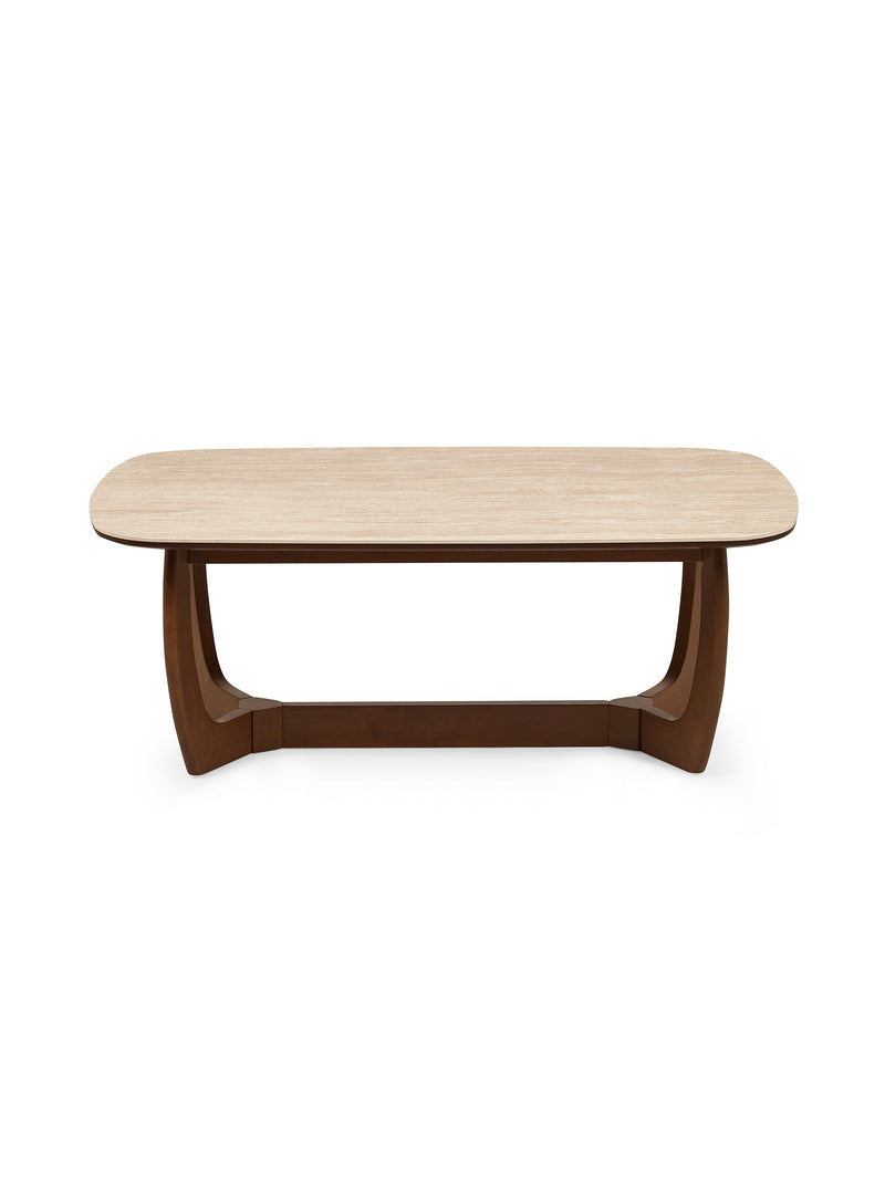 Portland 120cm Walnut & Natural Stone Coffee Table – alternate view