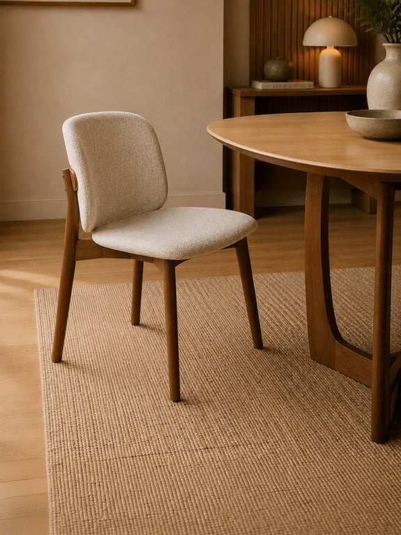Portland Cream Chenille Dining Chairs – Set of 2 – styled room view