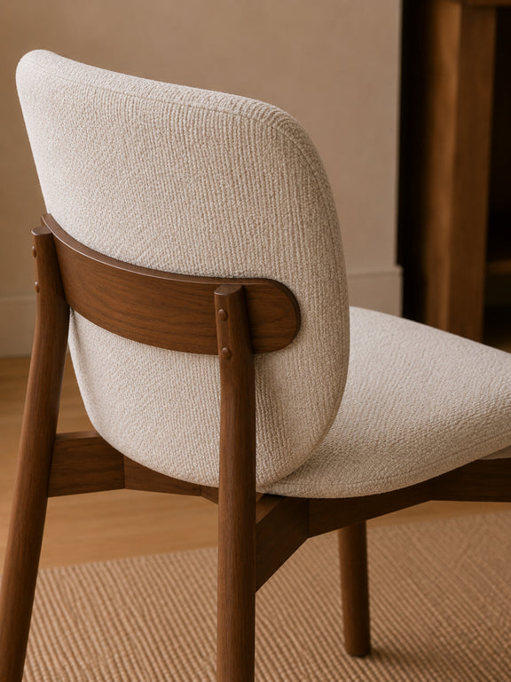 Portland Cream Chenille Dining Chairs – Set of 2 – detail view
