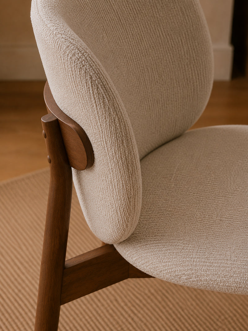 Portland Cream Chenille Dining Chairs – Set of 2 – detail view