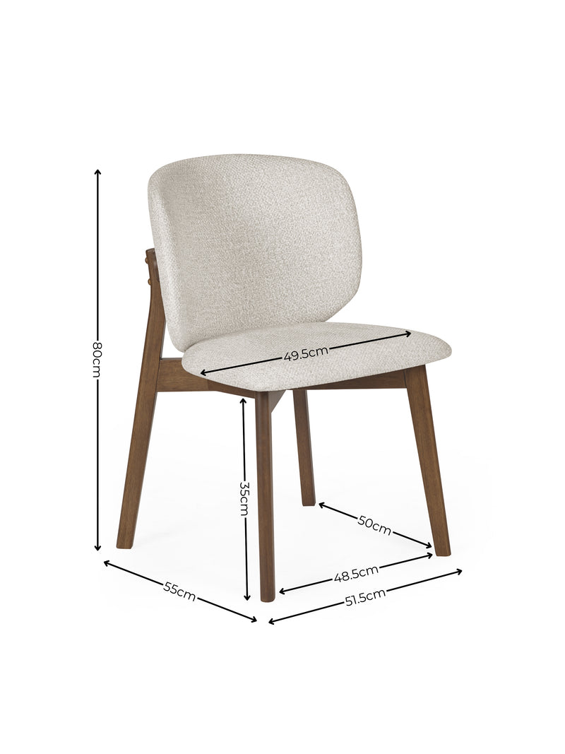 Portland Cream Chenille Dining Chairs – Set of 2 – dimensions diagram