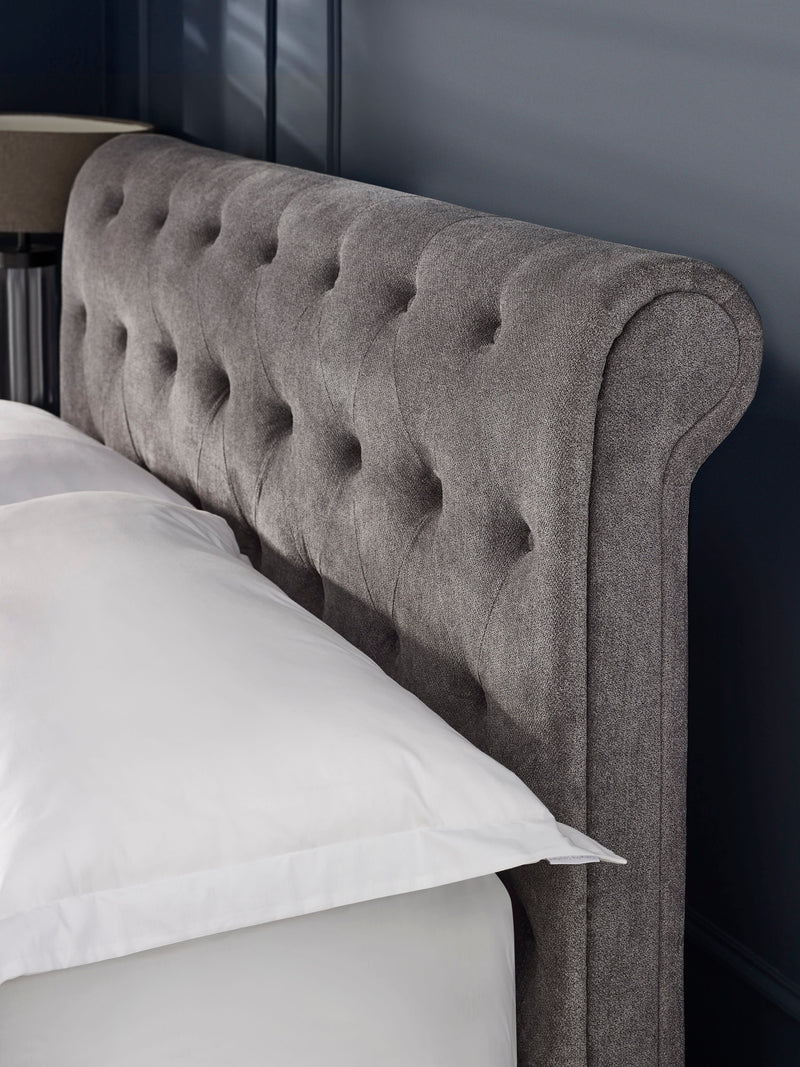 Ravello Grey Chenille Upholstered Bed with 2 Drawers – Double/King – Double – alternate view