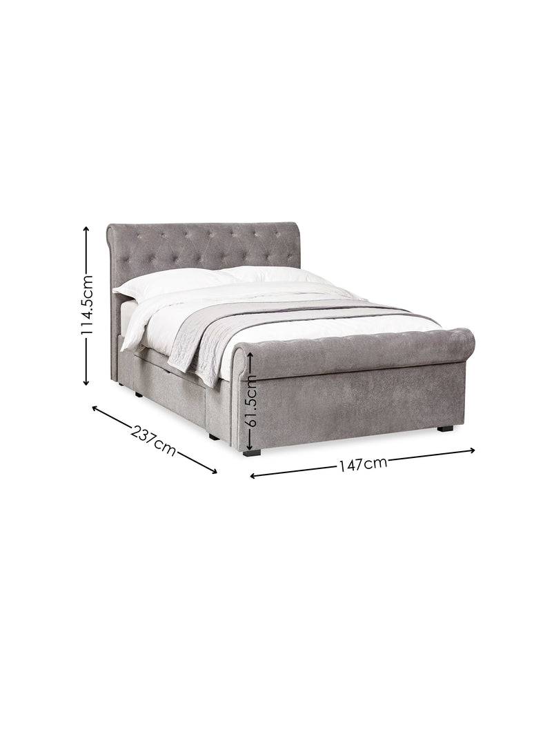 Ravello Grey Chenille Upholstered Bed with 2 Drawers – Double/King – King – alternate view