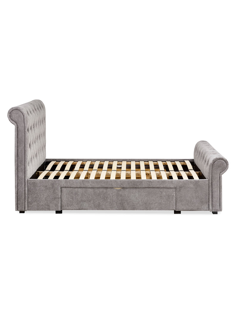 Ravello Grey Chenille Upholstered Bed with 2 Drawers – Double/King – King – alternate view