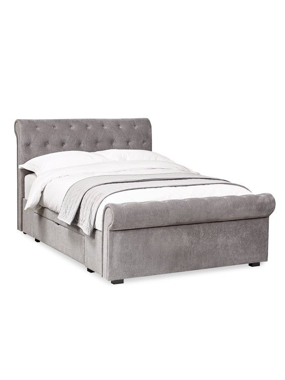 Ravello Grey Chenille Upholstered Bed with 2 Drawers – Double/King – King – alternate view
