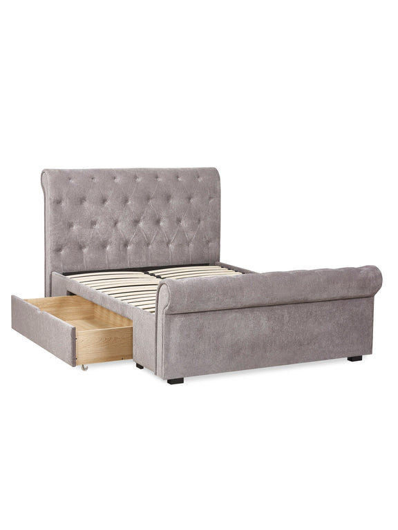 Ravello Grey Chenille Upholstered Bed with 2 Drawers – Double/King – King – alternate view