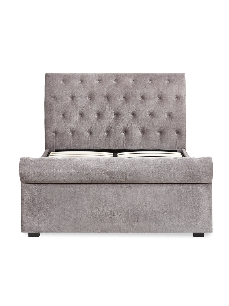 Ravello Grey Chenille Upholstered Bed with 2 Drawers – Double/King – King – alternate view