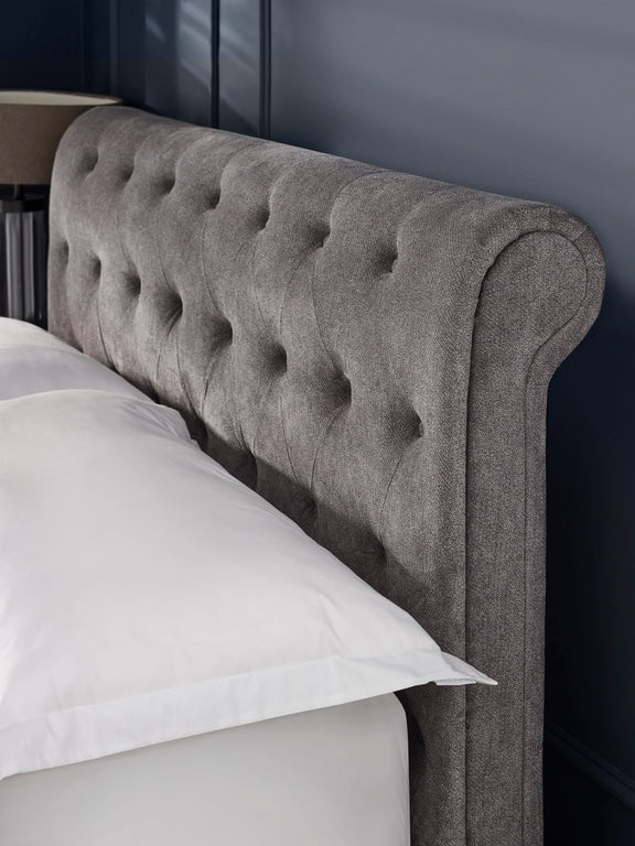 Ravello Grey Chenille Upholstered Bed with 2 Drawers – Double/King – King – alternate view