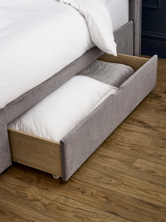 Ravello Grey Chenille Upholstered Bed with 2 Drawers – Double/King – King – alternate view