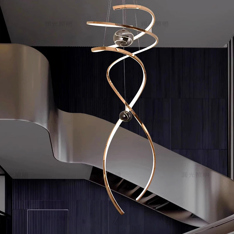 Spiral LED staircase pendant light modern interior