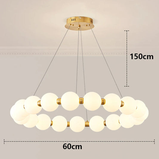 modern ring chandelier with glass orbs