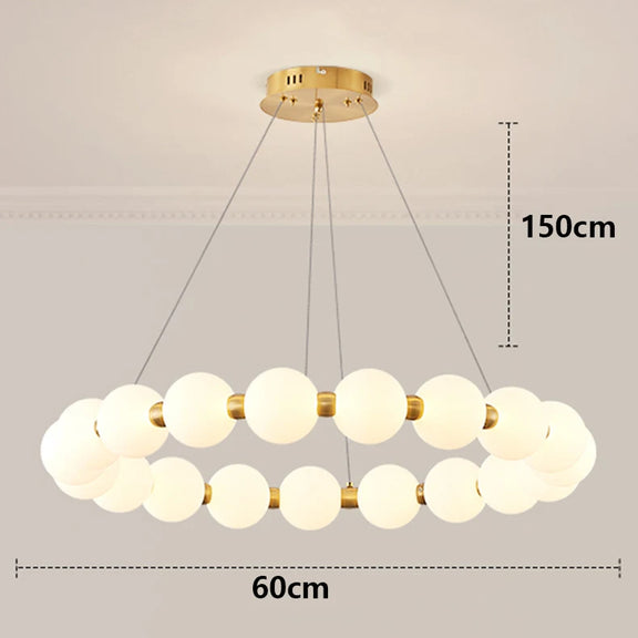 modern ring chandelier with glass orbs
