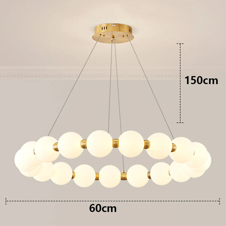 modern ring chandelier with glass orbs