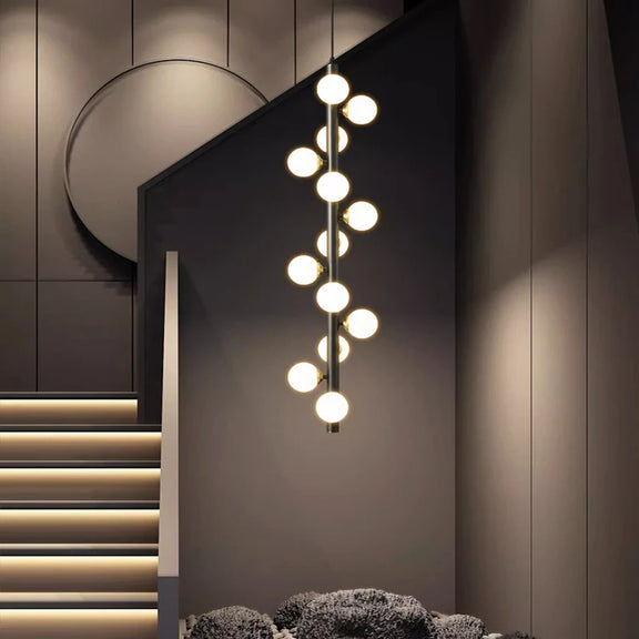 Nordic vertical globe LED chandelier gold finish